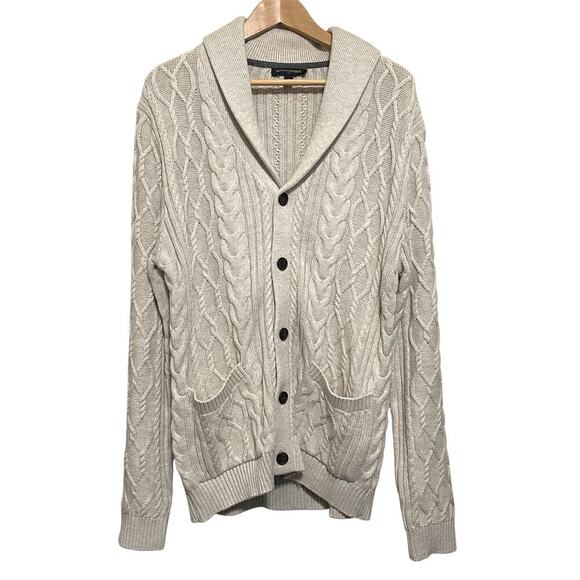 Banana Republic Shawl Cardigan Cable Knit Fisherman Grandpacore Size Large - Picture 6 of 6